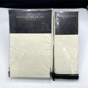 Donna Karan Home Ultra Fine KING Flat Sheet Pair of KING Pillowcases 600TC Ivory